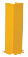 Close-up of a yellow rectangular pillar against a white background.