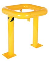 Yellow metal safety guard rail for protection.