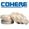 Clear adhesive tape rolls with Cohere logo