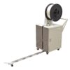 Strapping machine with wheels and spool