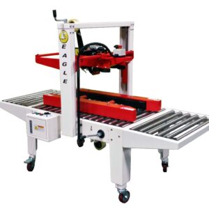 White Eagle case sealer with caster wheels
