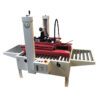 Red and white case sealer on rollers