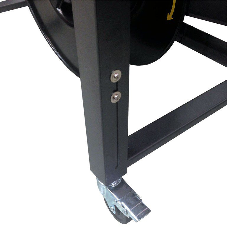Black metal stand leg with caster wheel