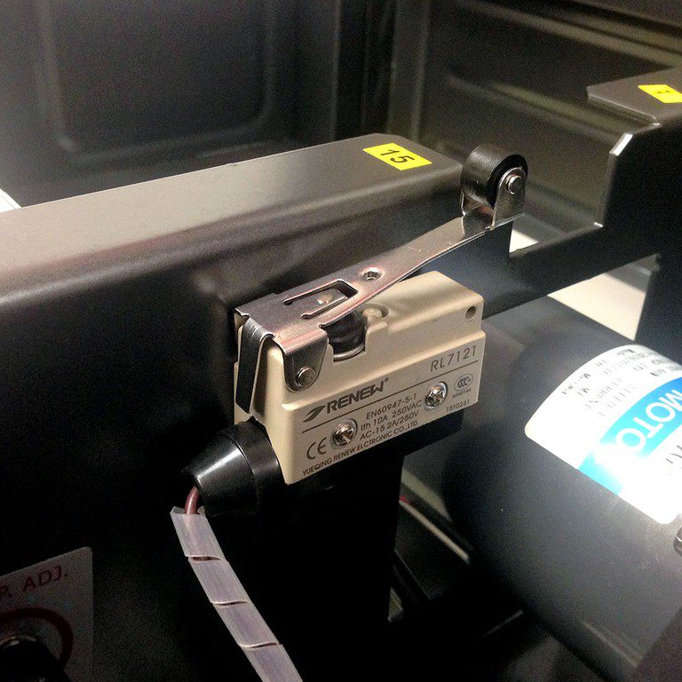 Roller lever micro switch mounted on equipment