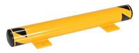 Yellow metal safety barrier guard for protection.