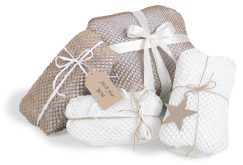 Wrapped gifts with rustic decorations