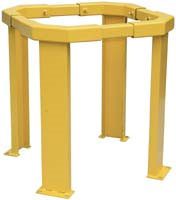 Yellow industrial safety guard with four legs.