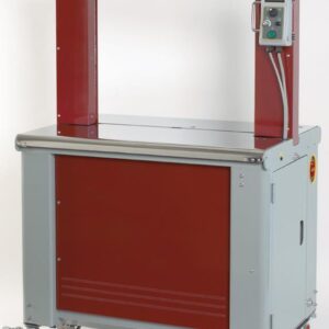 Red and gray carton strapping machine
