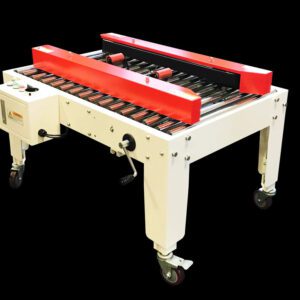Packaging conveyor machine on black background