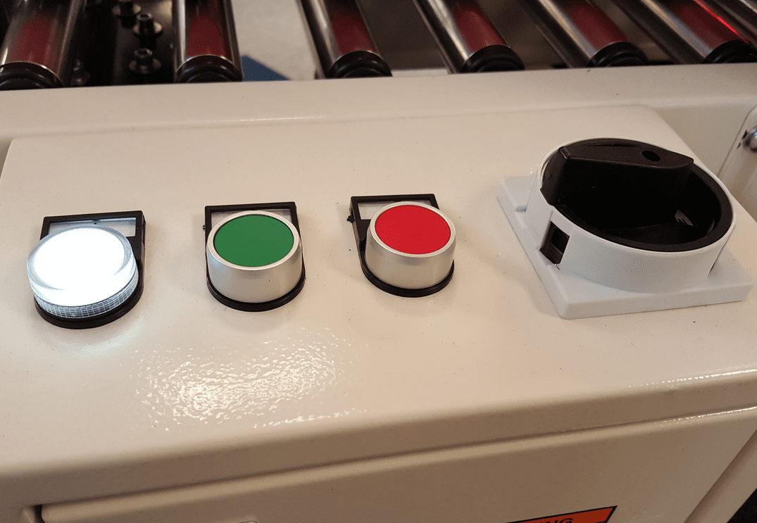 Industrial control panel close-up view