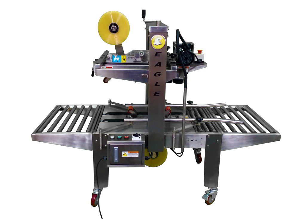 Adjustable top and bottom tape head machine