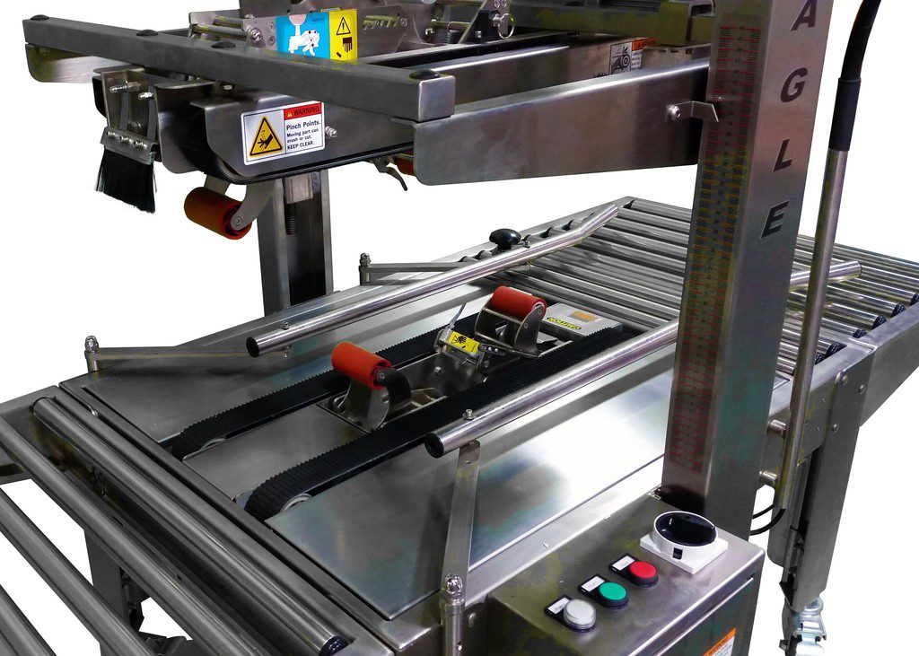 Stainless steel conveyor with rollers and belts
