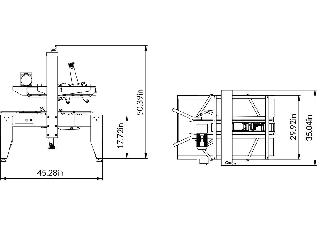 Machinery schematic with precise measurements