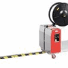 Strapping machine with wheels and handle