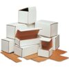 Stacked white cardboard boxes