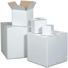 White cardboard boxes in various sizes