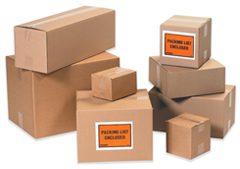 Cardboard boxes with shipping labels