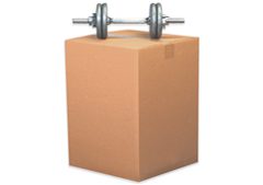 Weights resting on box