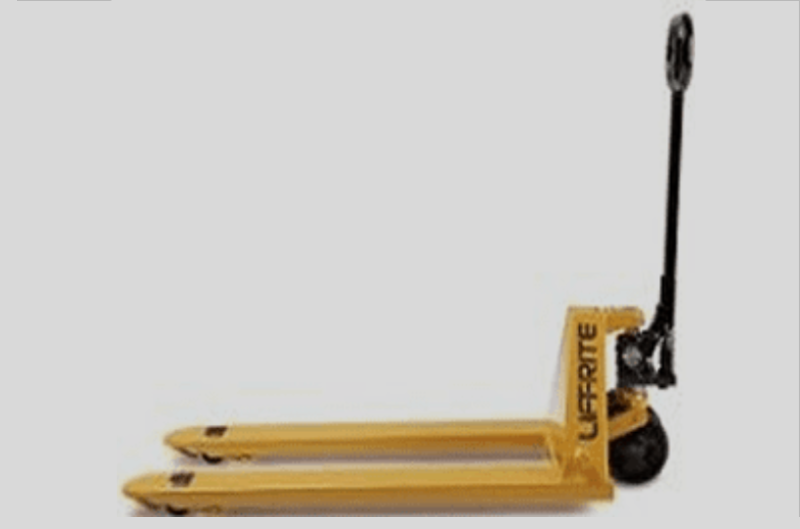 Yellow manual pallet jack for moving pallets