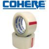 Two clear packing tape rolls with red tabs