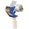 Blue carton tape dispenser with cream ergonomic handle