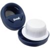 Navy and white round pill organizer with lid