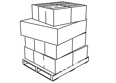 Stacked cardboard boxes on wooden pallet