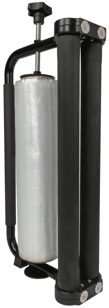 Handheld stretch film dispenser with foam handle