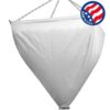 Hanging bulk bag funnel with valve and chain