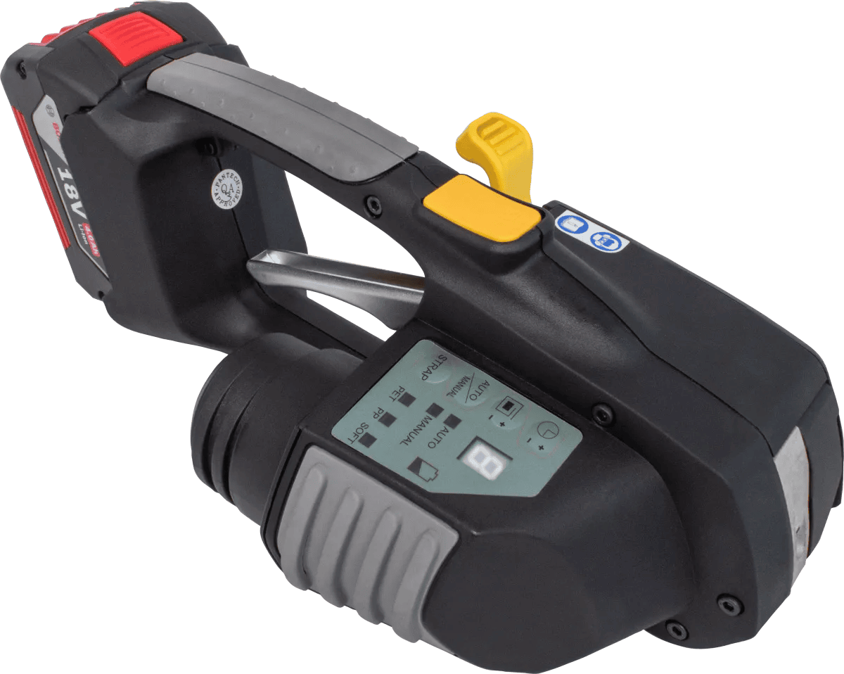 Cordless strapping tensioner with digital display