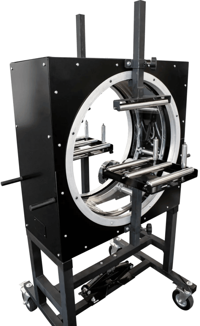 Industrial pipe fusion machine on wheeled stand