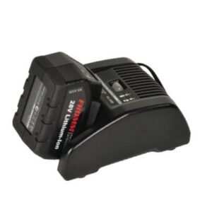24V lithium-ion battery on black charger