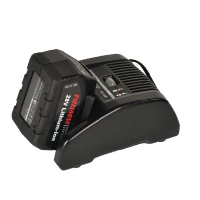 24V lithium-ion battery on black charger