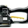 Cordless strapping tool with yellow trigger