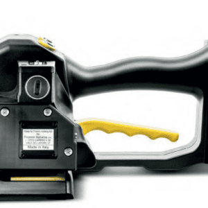 Cordless strapping tool with yellow trigger