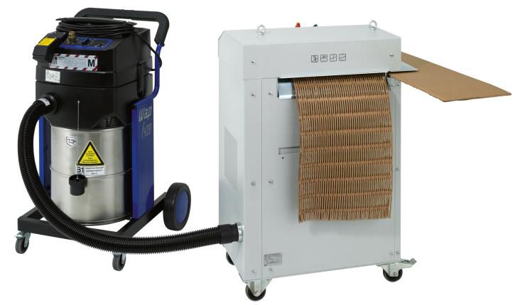 Industrial vacuum and paper cushioning machine
