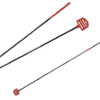 Three long black whips with red tips