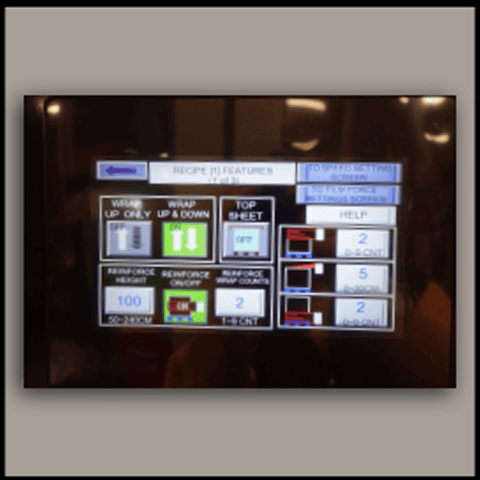 Touchscreen control panel showing wrap settings